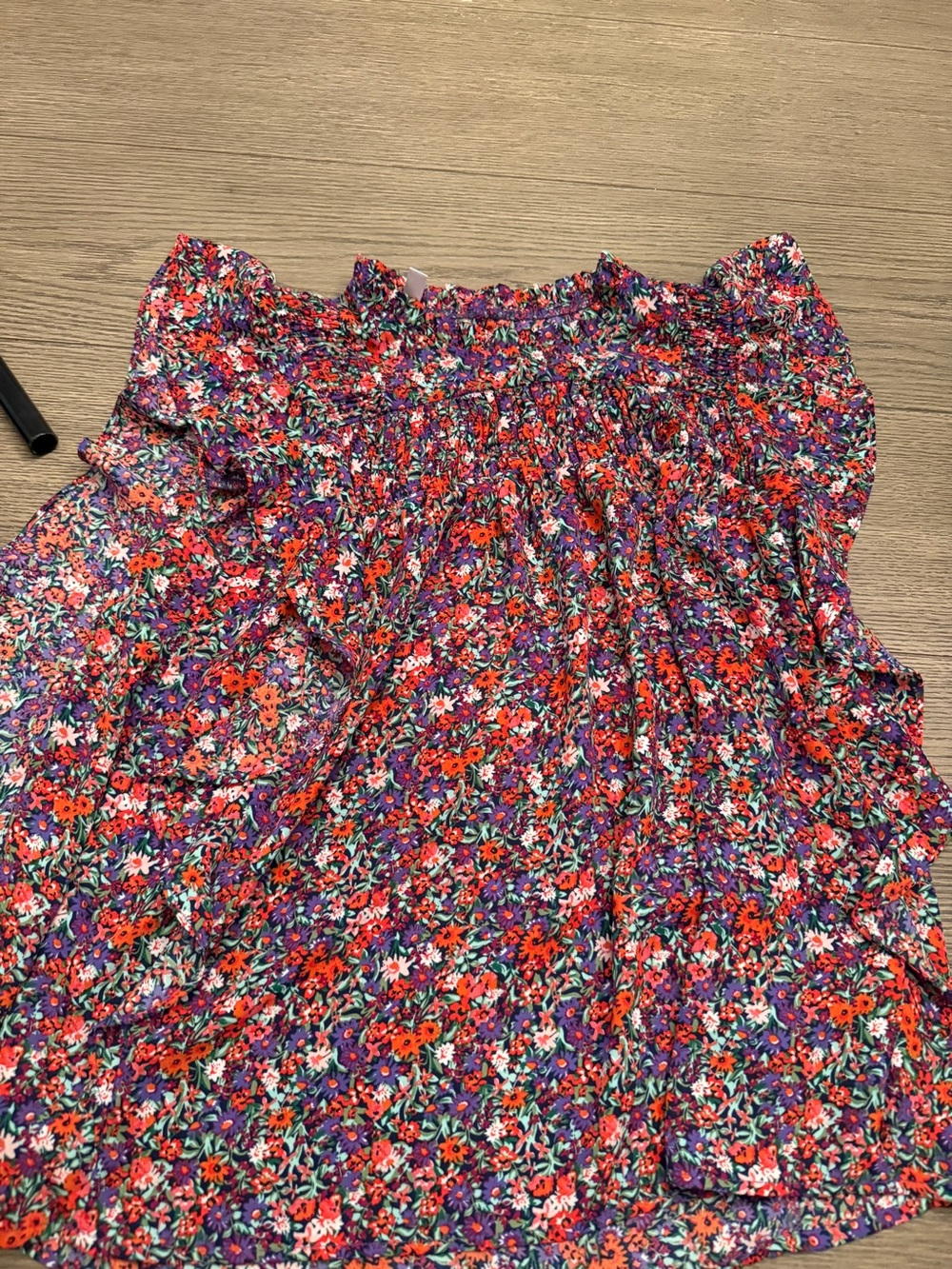 Floral Smocked Waist Lightweight Women's Skirt - Red & Purple